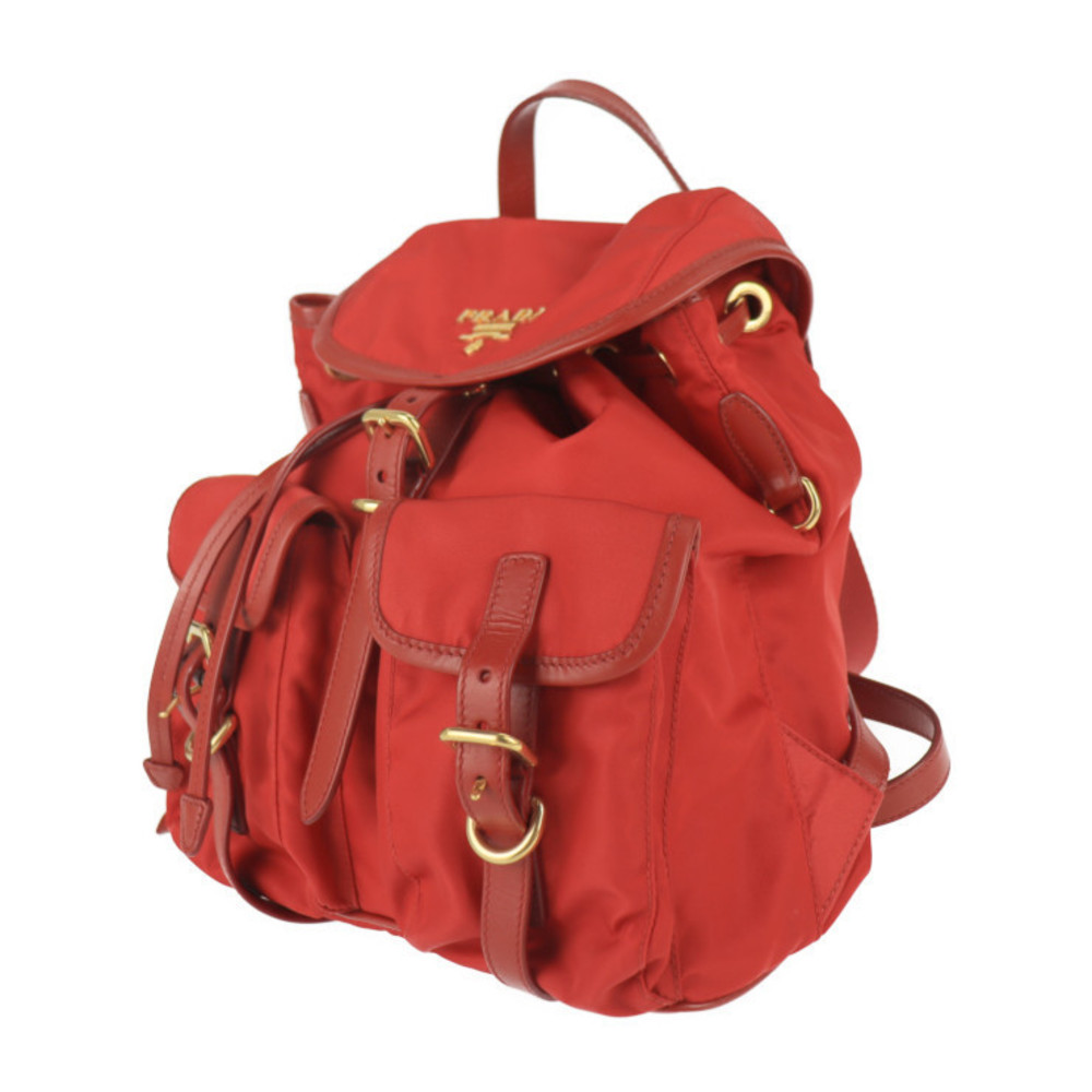 Prada Backpack Leather Red Nylon - image 1
